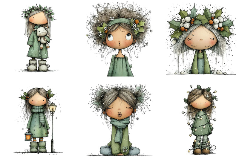 Quirky Holly Girl Clipart Bundle - CraftNest - Digital Crafting and Art
