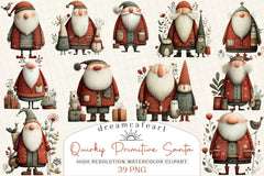 Quirky Primitive Santa Clipart Bundle - CraftNest - Digital Crafting and Art