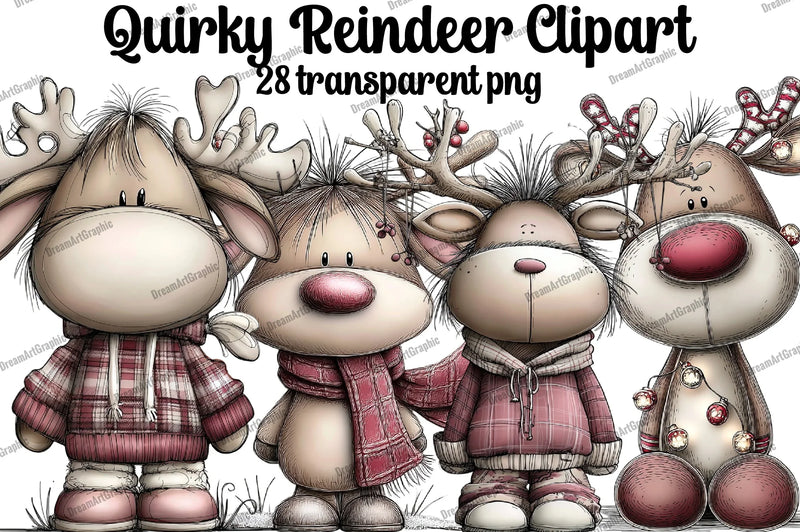 Quirky Reindeer Clipart Bundle - CraftNest - Digital Crafting and Art