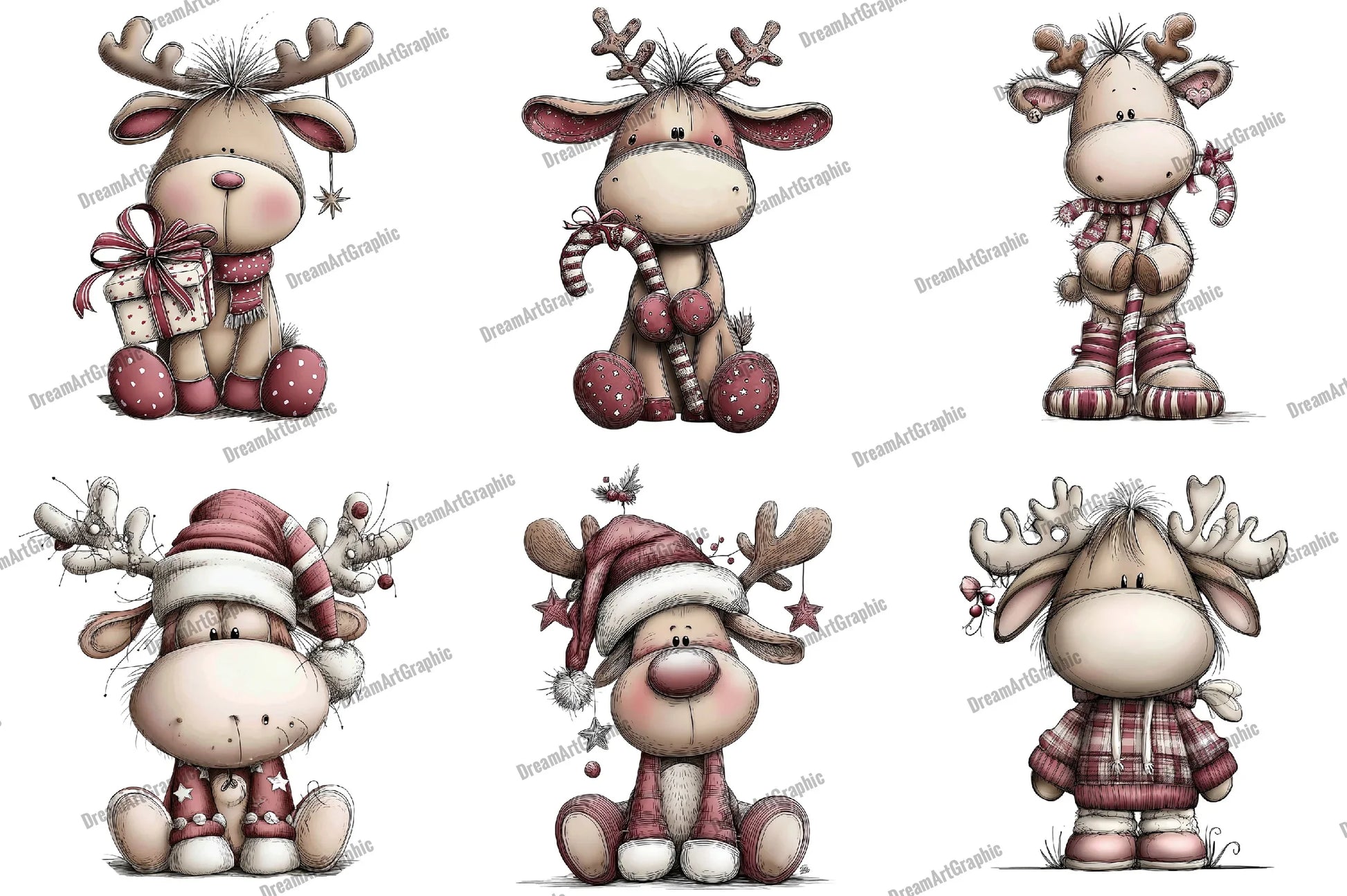 Quirky Reindeer Clipart Bundle - CraftNest - Digital Crafting and Art