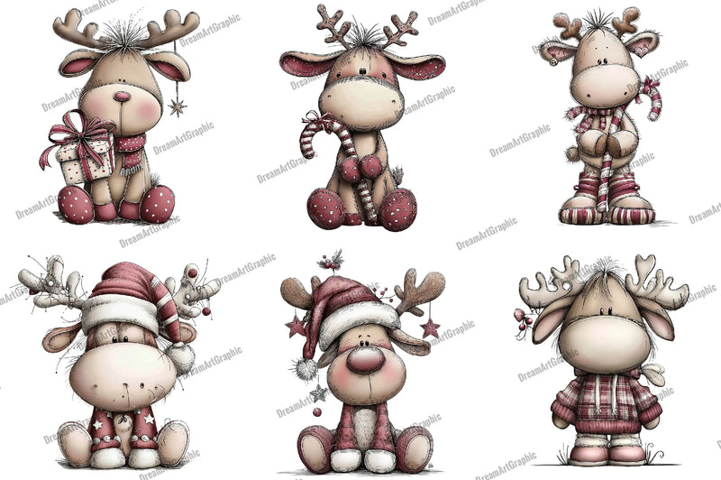 Quirky Reindeer Clipart Bundle - CraftNest - Digital Crafting and Art