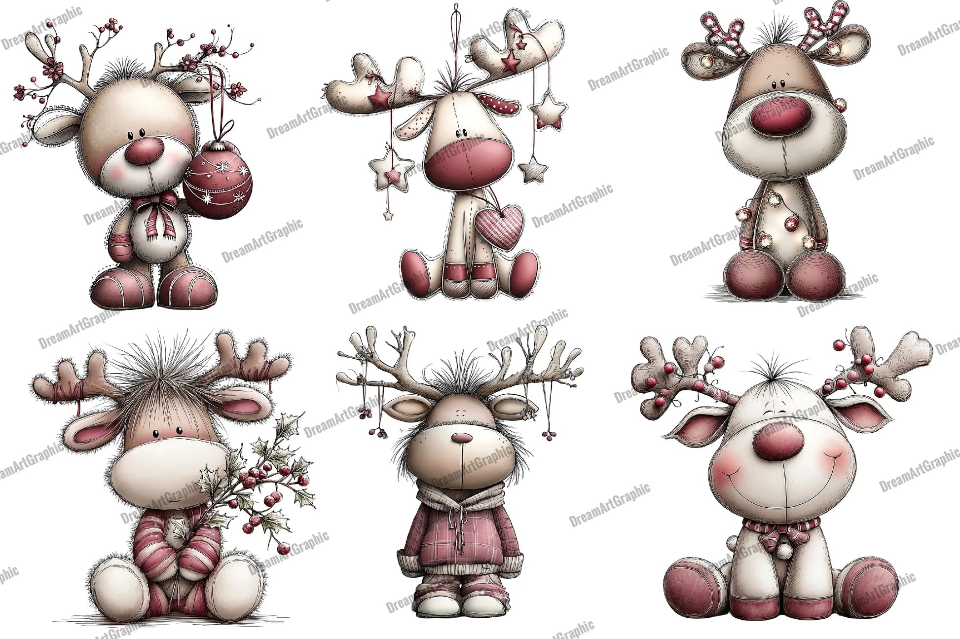 Quirky Reindeer Clipart Bundle - CraftNest - Digital Crafting and Art