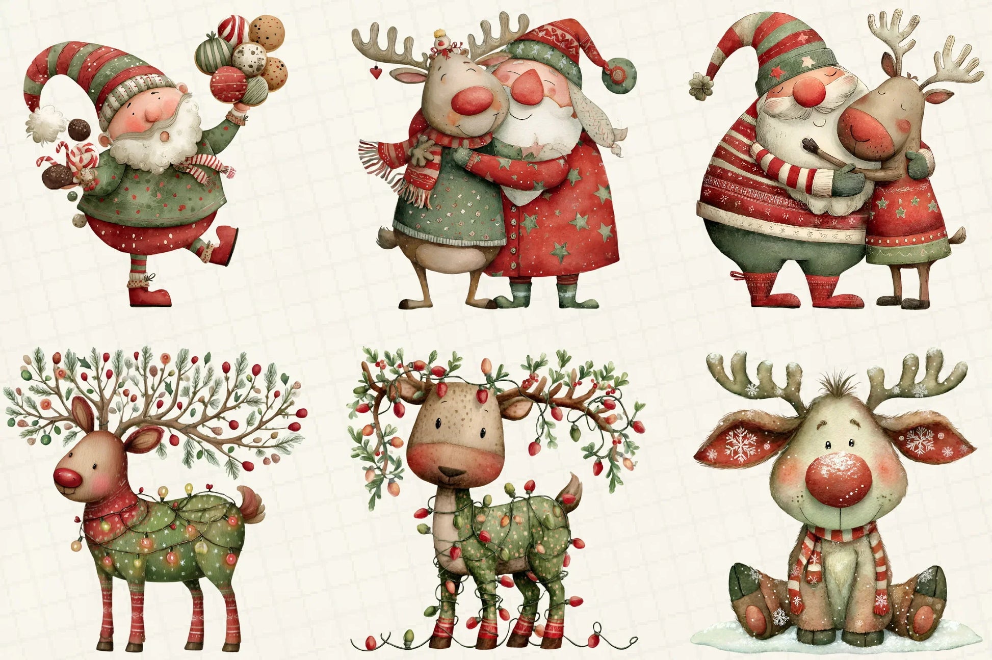 Quirky Santa & Reindeer Clipart Bundle - CraftNest - Digital Crafting and Art