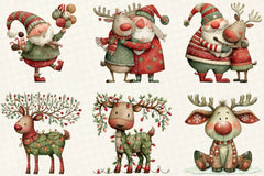 Quirky Santa & Reindeer Clipart Bundle - CraftNest - Digital Crafting and Art