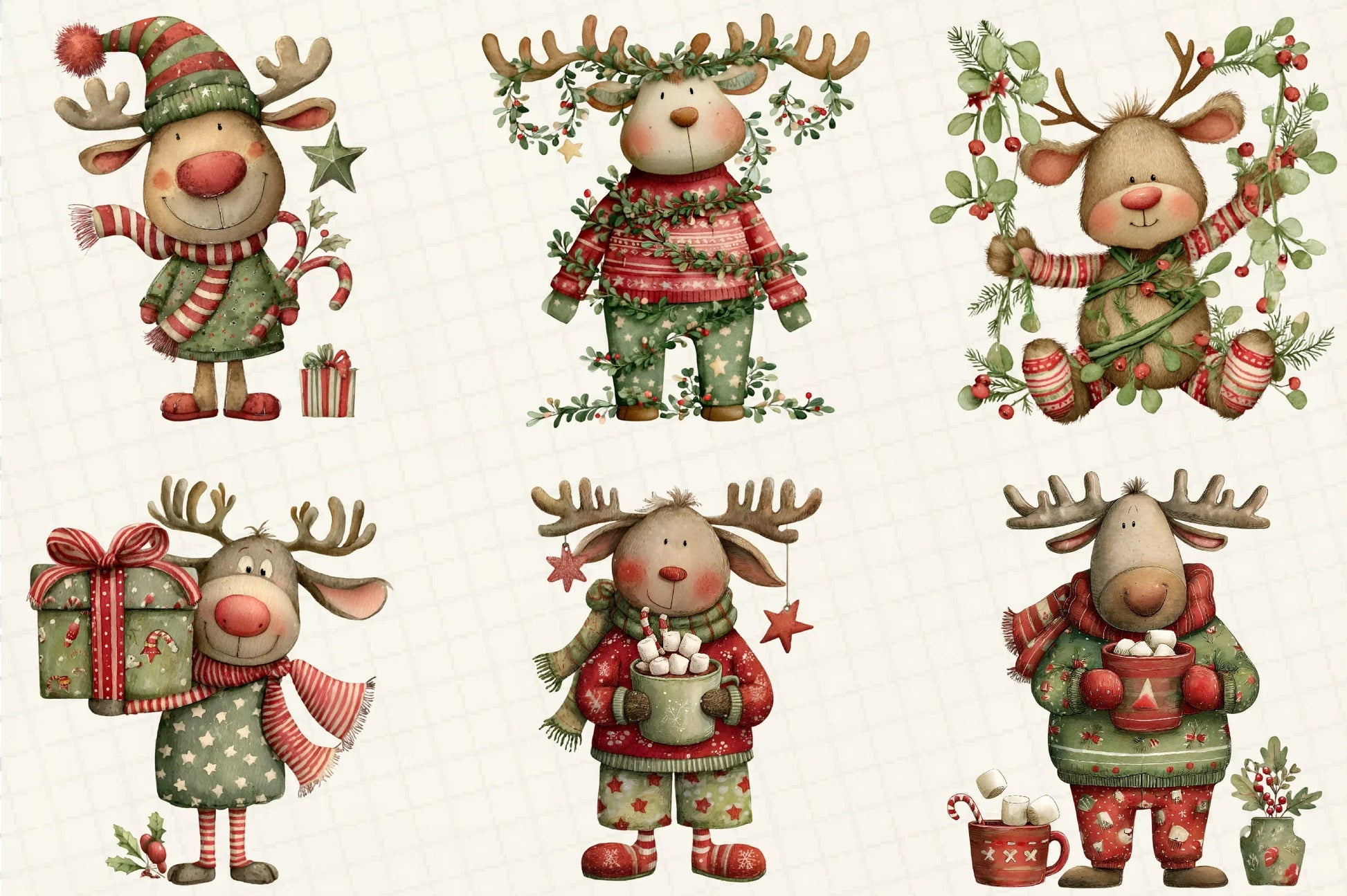Quirky Santa & Reindeer Clipart Bundle - CraftNest - Digital Crafting and Art