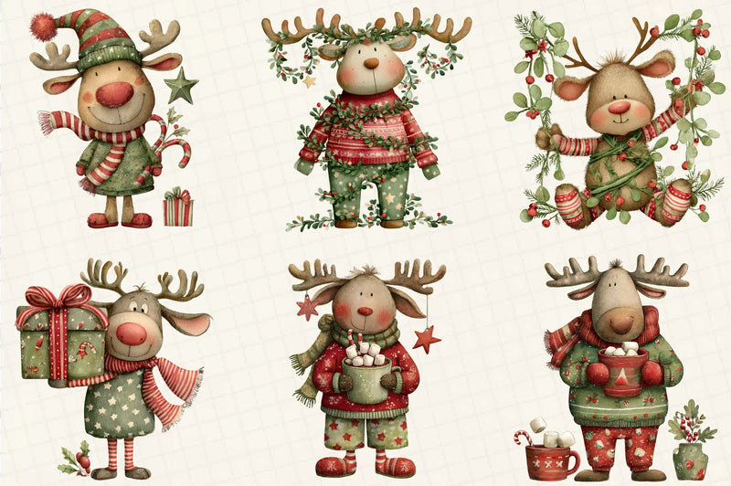 Quirky Santa & Reindeer Clipart Bundle - CraftNest - Digital Crafting and Art