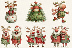 Quirky Santa & Reindeer Clipart Bundle - CraftNest - Digital Crafting and Art