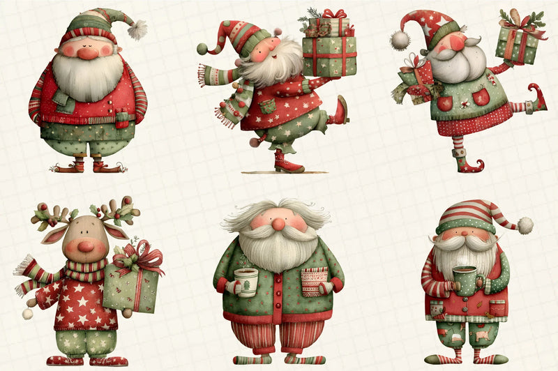 Quirky Santa & Reindeer Clipart Bundle - CraftNest - Digital Crafting and Art