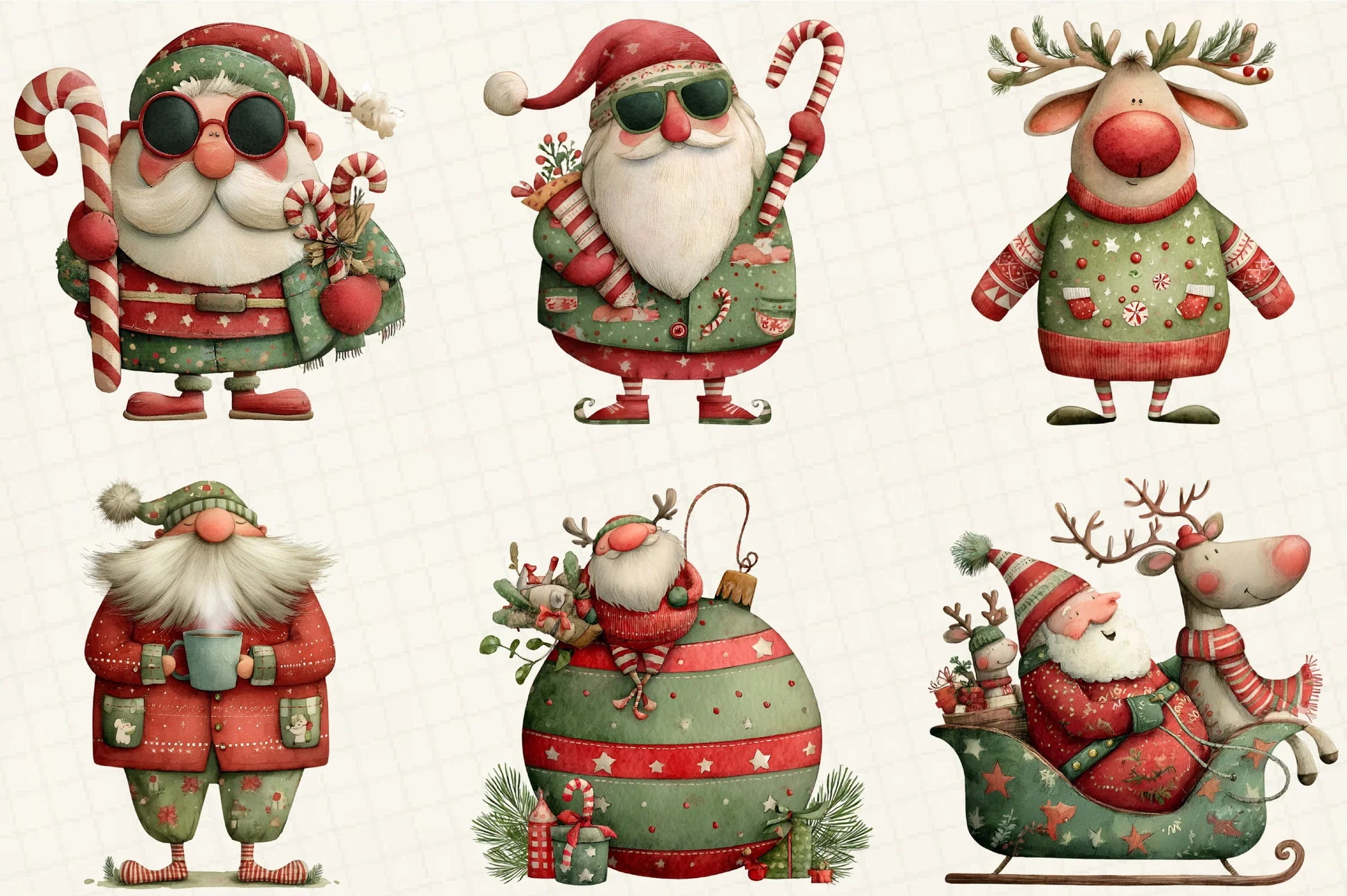 Quirky Santa & Reindeer Clipart Bundle - CraftNest - Digital Crafting and Art