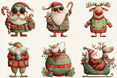 Quirky Santa & Reindeer Clipart Bundle - CraftNest - Digital Crafting and Art