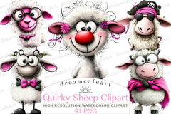 Quirky Sheep Clipart Bundle - CraftNest - Digital Crafting and Art