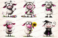 Quirky Sheep Clipart Bundle - CraftNest - Digital Crafting and Art