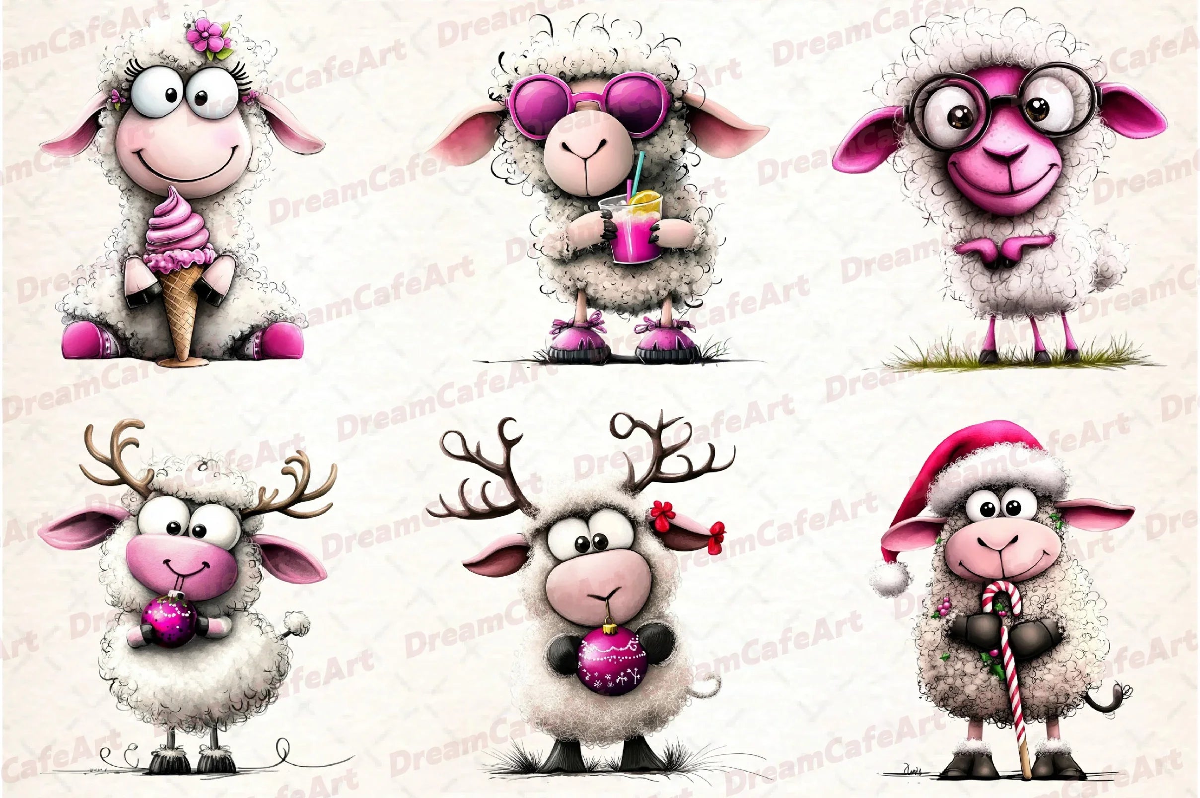 Quirky Sheep Clipart Bundle - CraftNest - Digital Crafting and Art