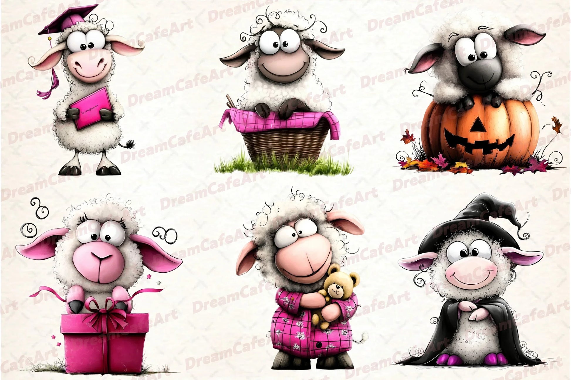 Quirky Sheep Clipart Bundle - CraftNest - Digital Crafting and Art