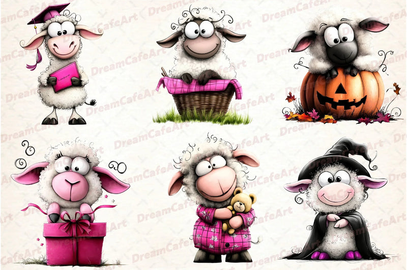 Quirky Sheep Clipart Bundle - CraftNest - Digital Crafting and Art