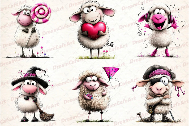 Quirky Sheep Clipart Bundle - CraftNest - Digital Crafting and Art