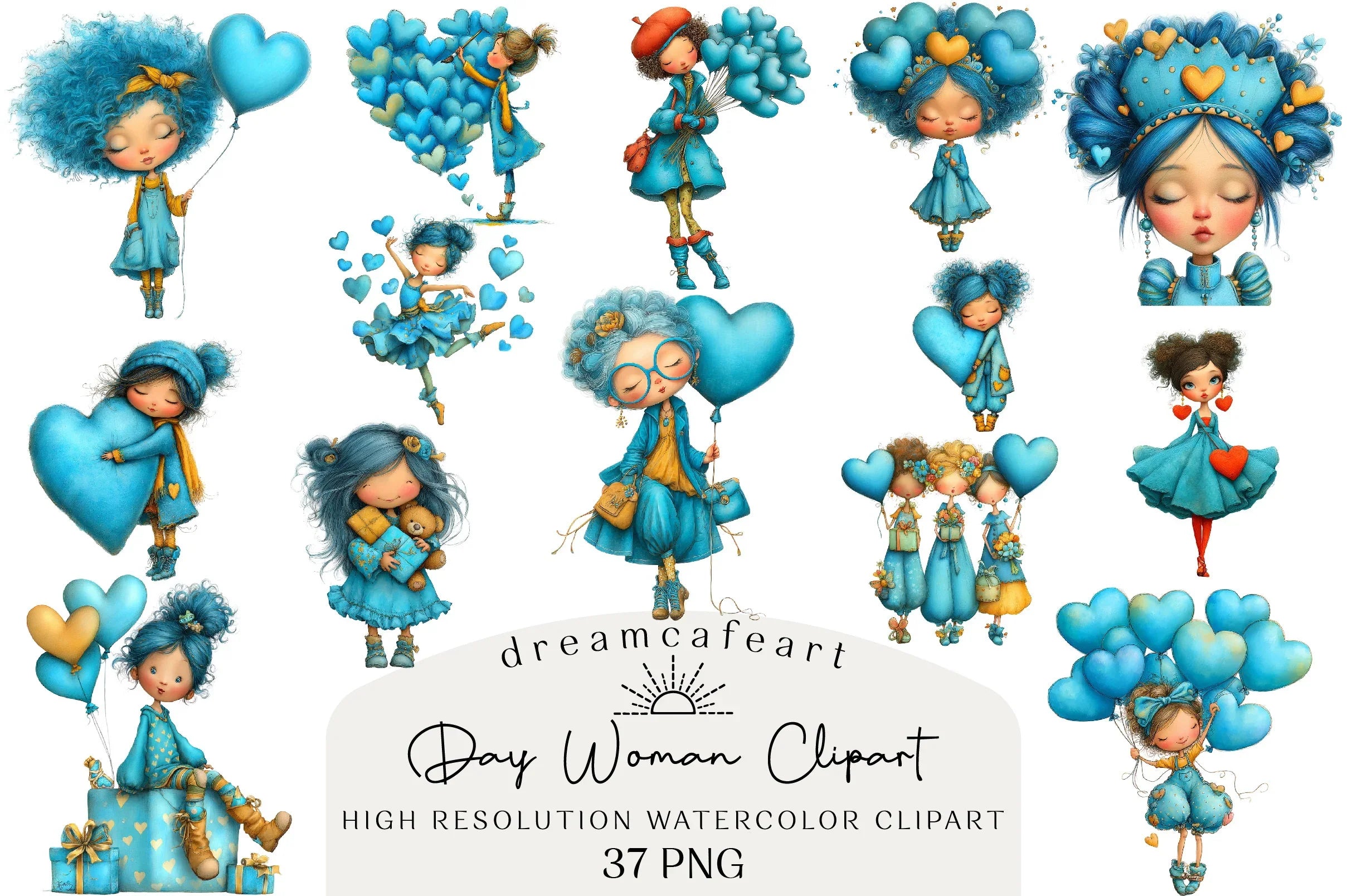 Quirky Valentine's Day Woman Clipart Bundle - CraftNest - Digital Crafting and Art