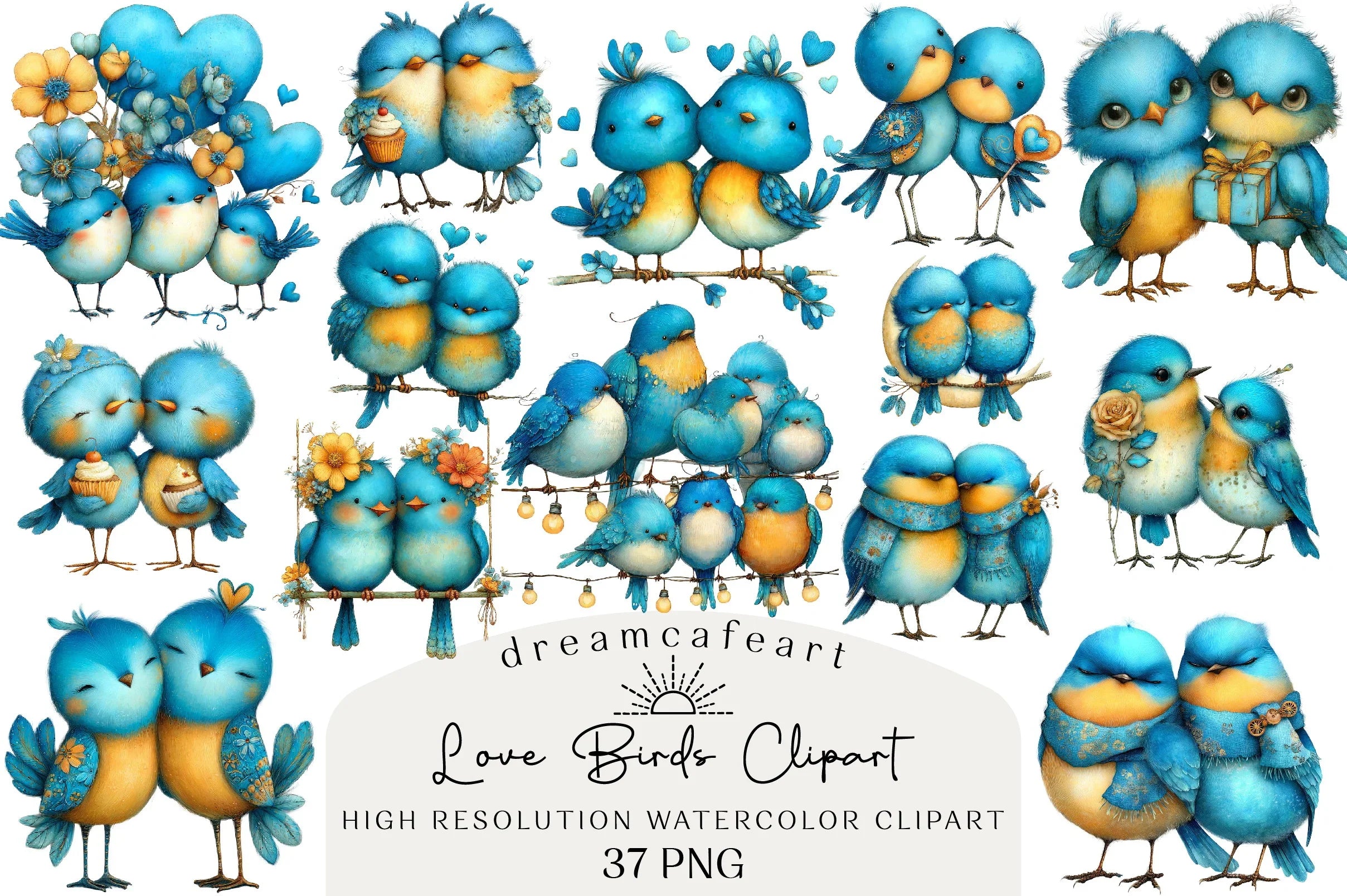 Quirky Valentine Love Birds Clipart Bundle - CraftNest - Digital Crafting and Art