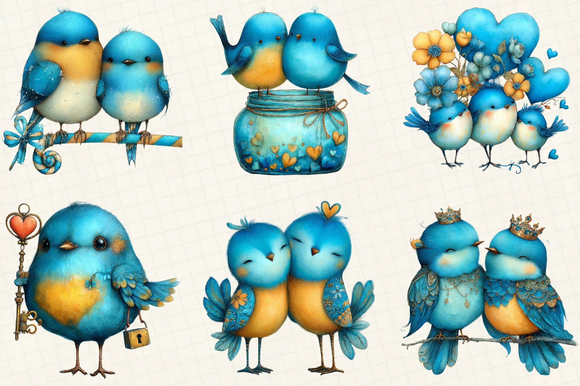 Quirky Valentine Love Birds Clipart Bundle - CraftNest - Digital Crafting and Art