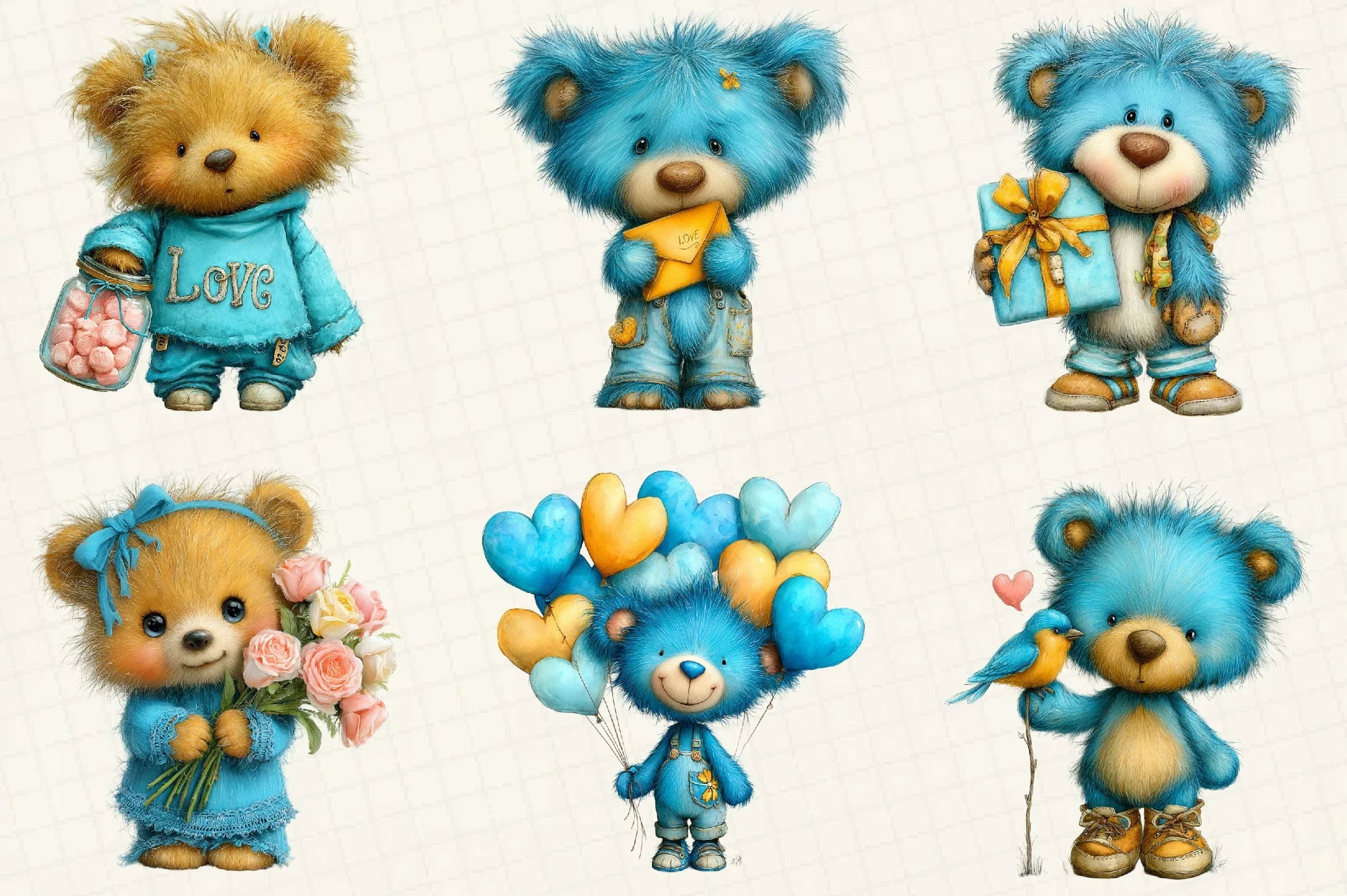 Quirky Valentine Teddy Bear Clipart Bundle - CraftNest - Digital Crafting and Art
