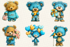 Quirky Valentine Teddy Bear Clipart Bundle - CraftNest - Digital Crafting and Art