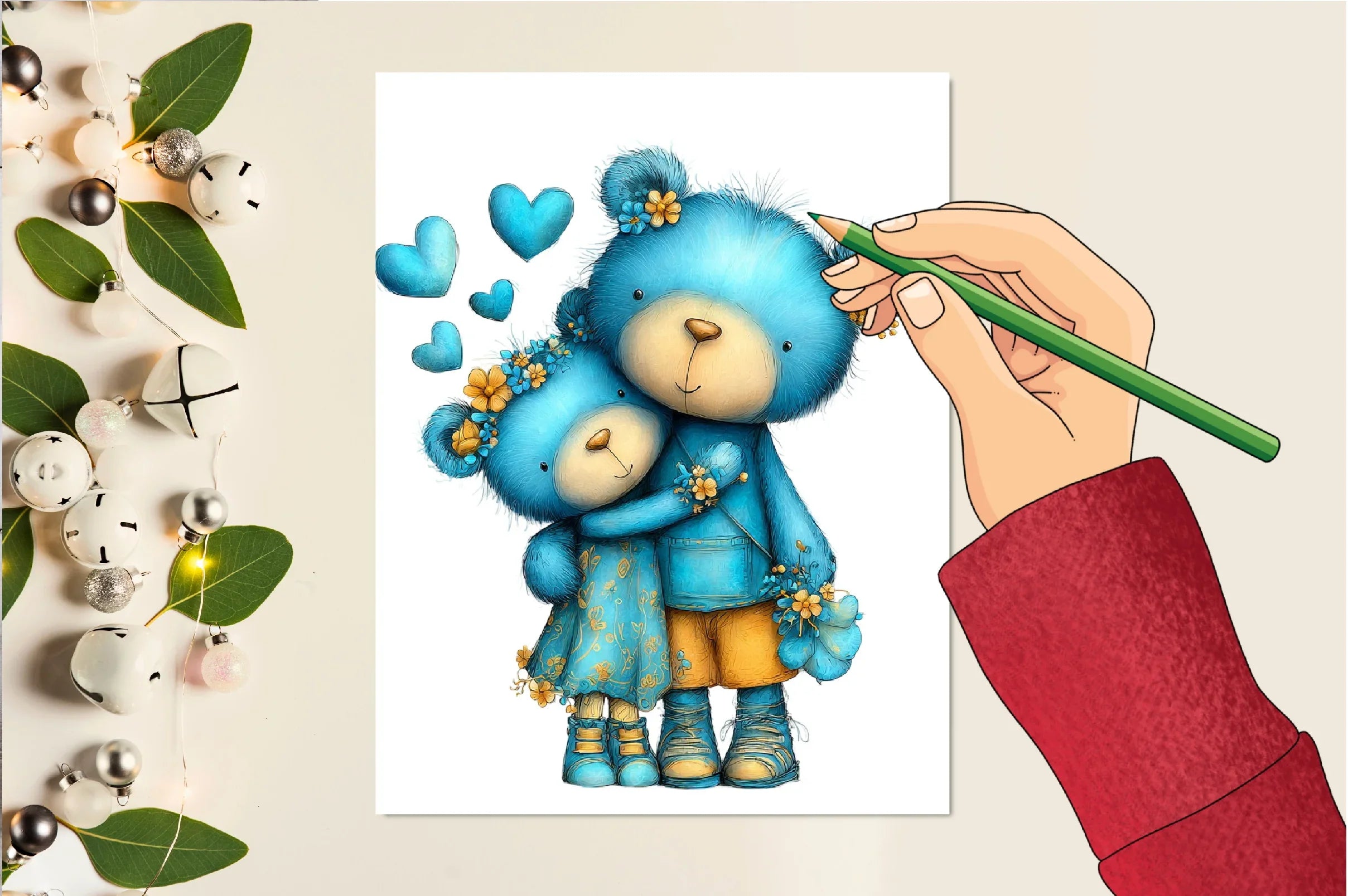 Quirky Valentine Teddy Bear Clipart Bundle - CraftNest - Digital Crafting and Art