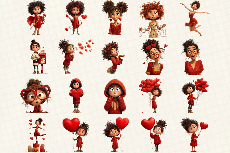 Quirky Valentine's Girl Clipart Bundle - CraftNest - Digital Crafting and Art