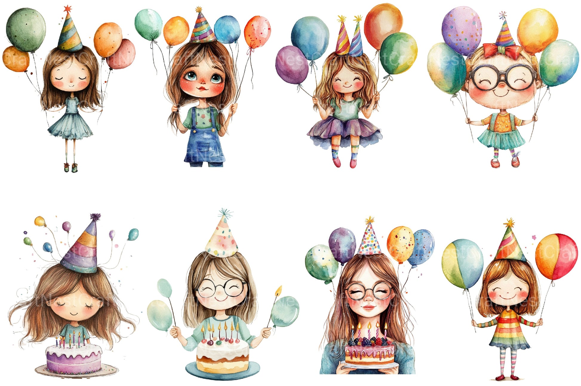 Quirky Birthday Girls Clipart Bundle - CraftNest - Digital Crafting and Art