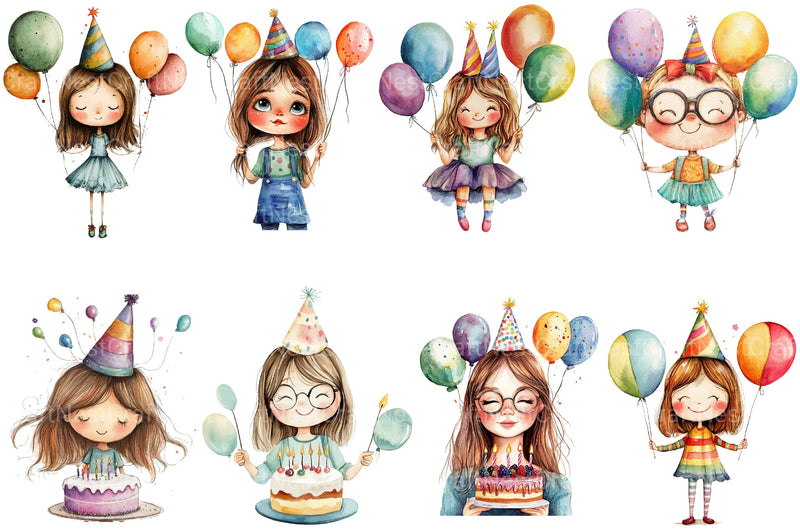 Quirky Birthday Girls Clipart Bundle - CraftNest - Digital Crafting and Art