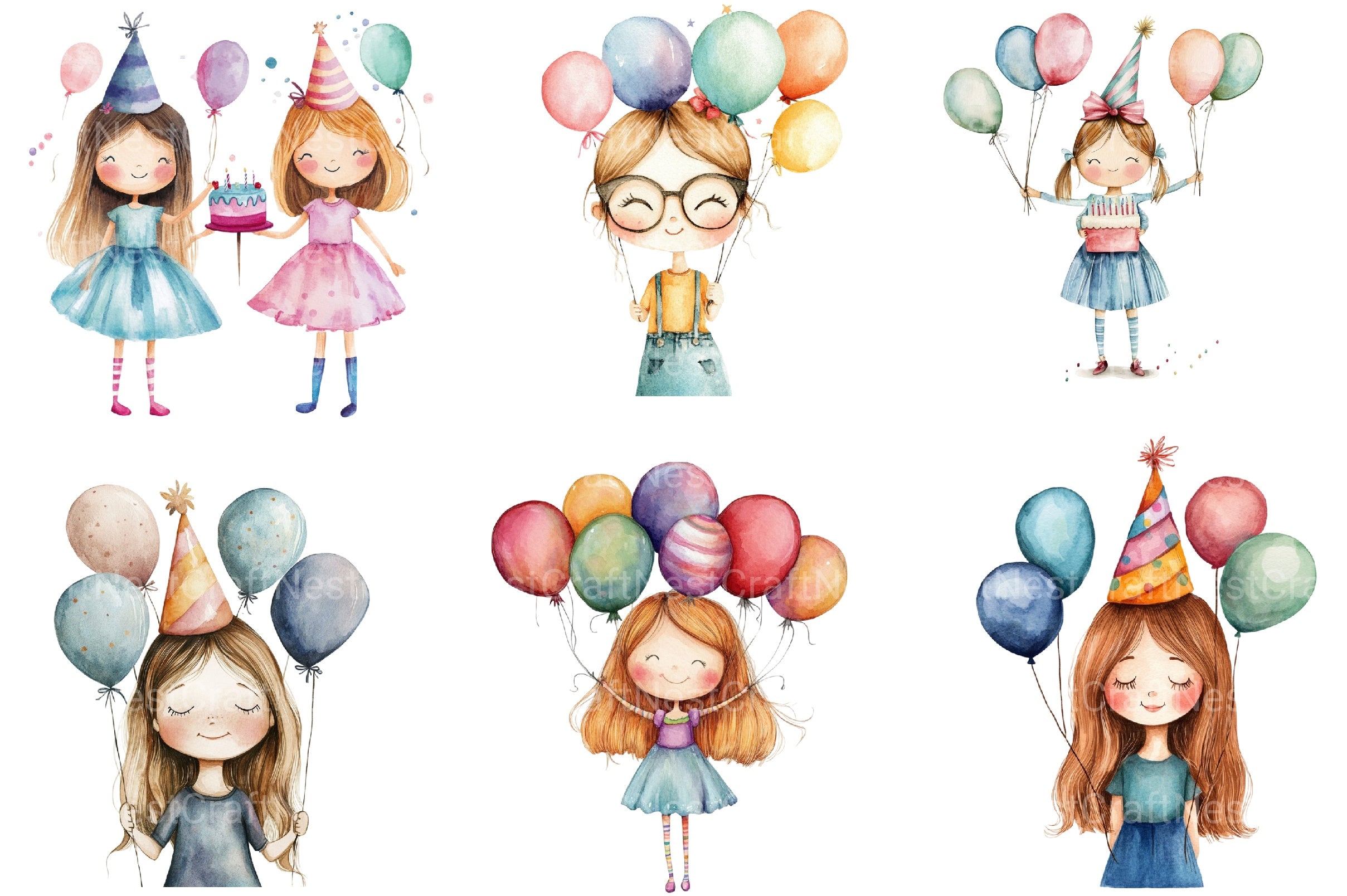 Quirky Birthday Girls Clipart Bundle - CraftNest - Digital Crafting and Art