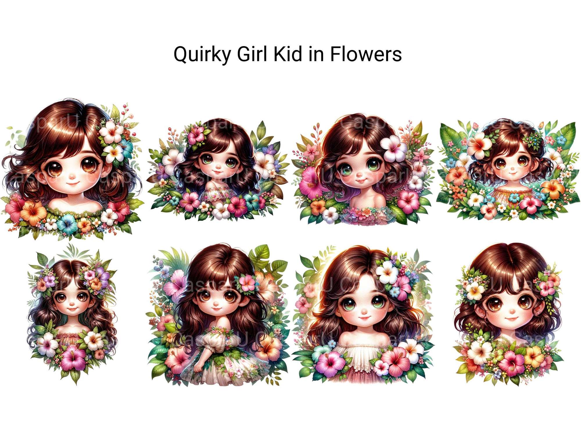 Quirky Girl Kid in Flowers - CraftNest - Digital Crafting and Art