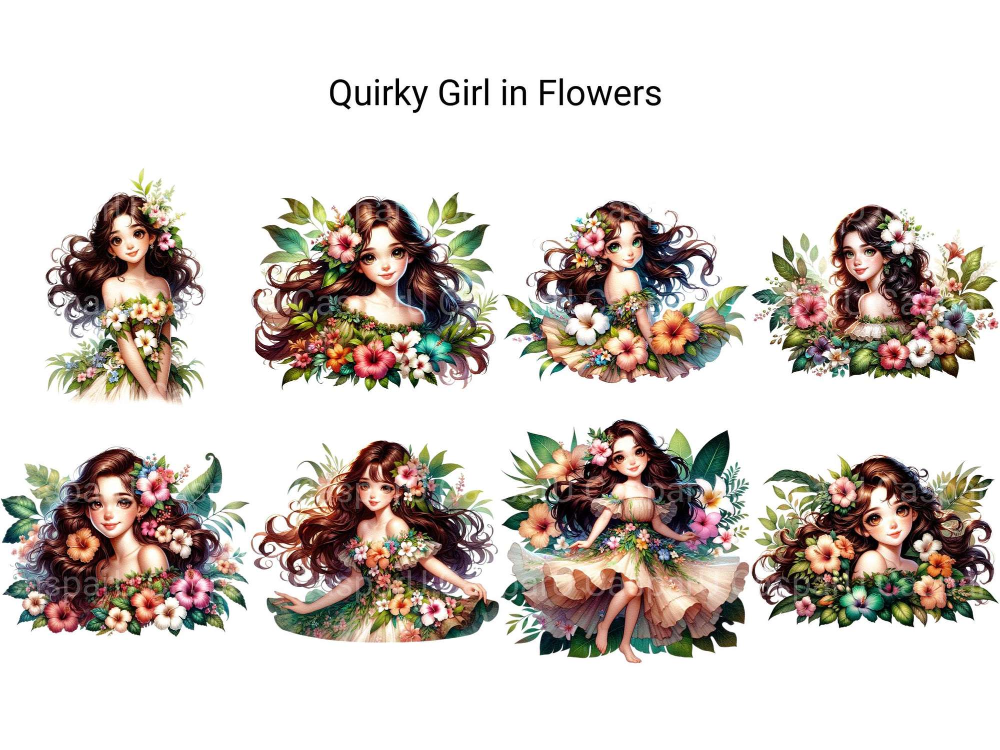 Quirky Girl in Flowers - CraftNest - Digital Crafting and Art