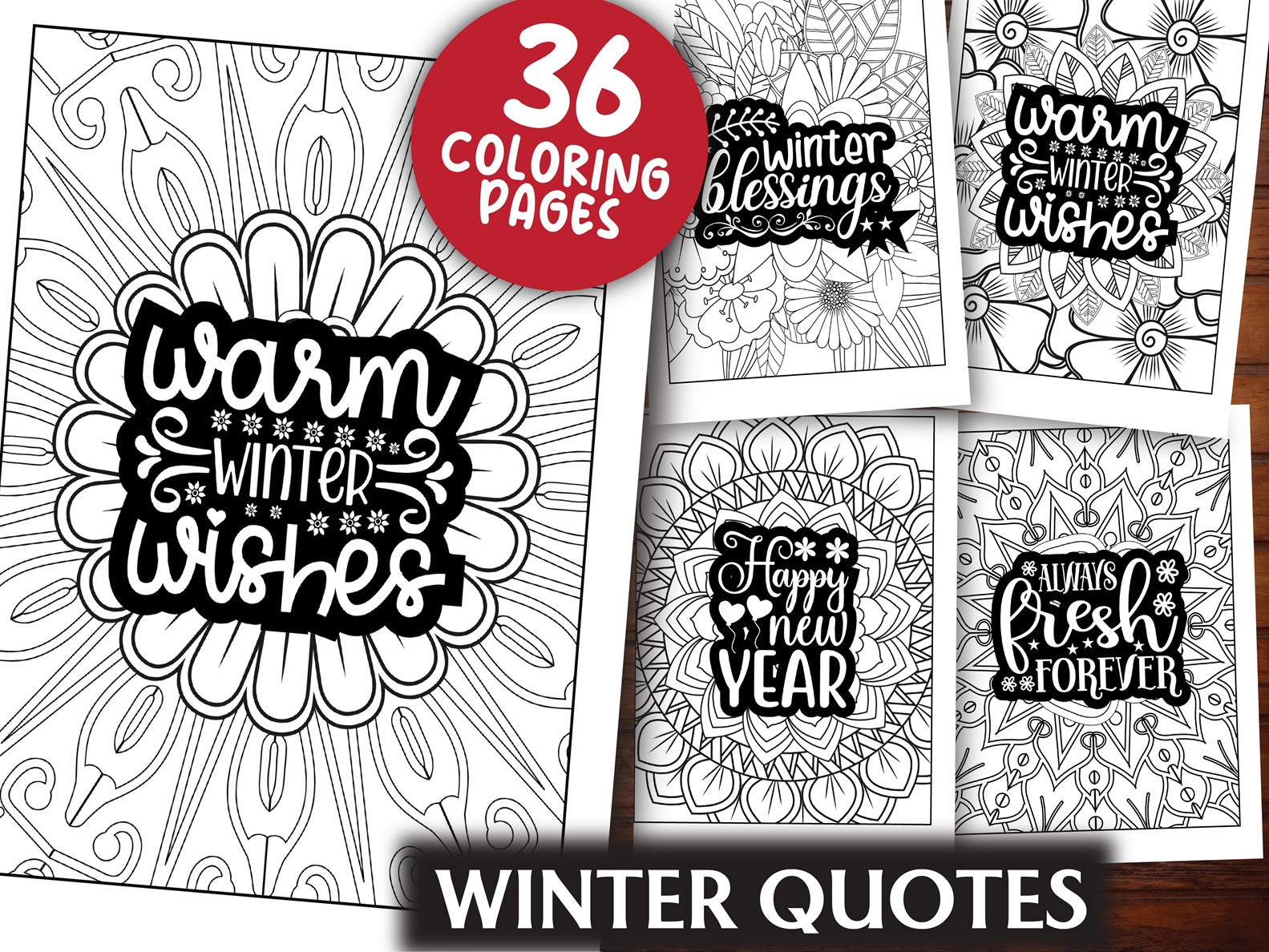 Winter Quotes Coloring Book - CraftNest - Digital Crafting and Art