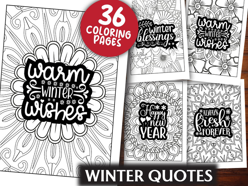 Winter Quotes Coloring Book - CraftNest - Digital Crafting and Art