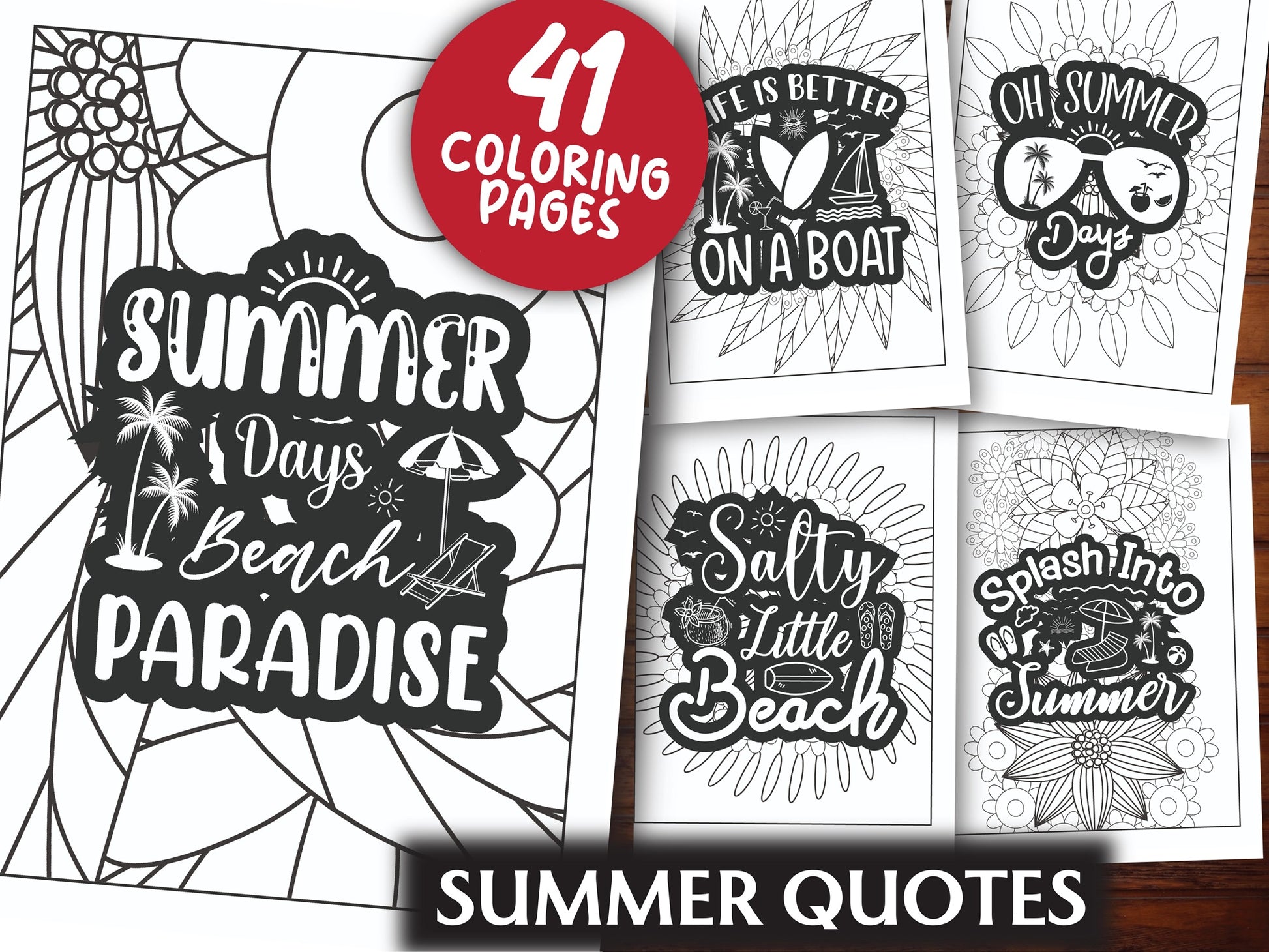 Summer Quotes Coloring Book - CraftNest - Digital Crafting and Art