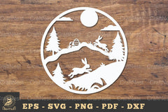 Rabbit Hunts Egg in Forest Papercut SVG Bundle - CraftNest - Digital Crafting and Art