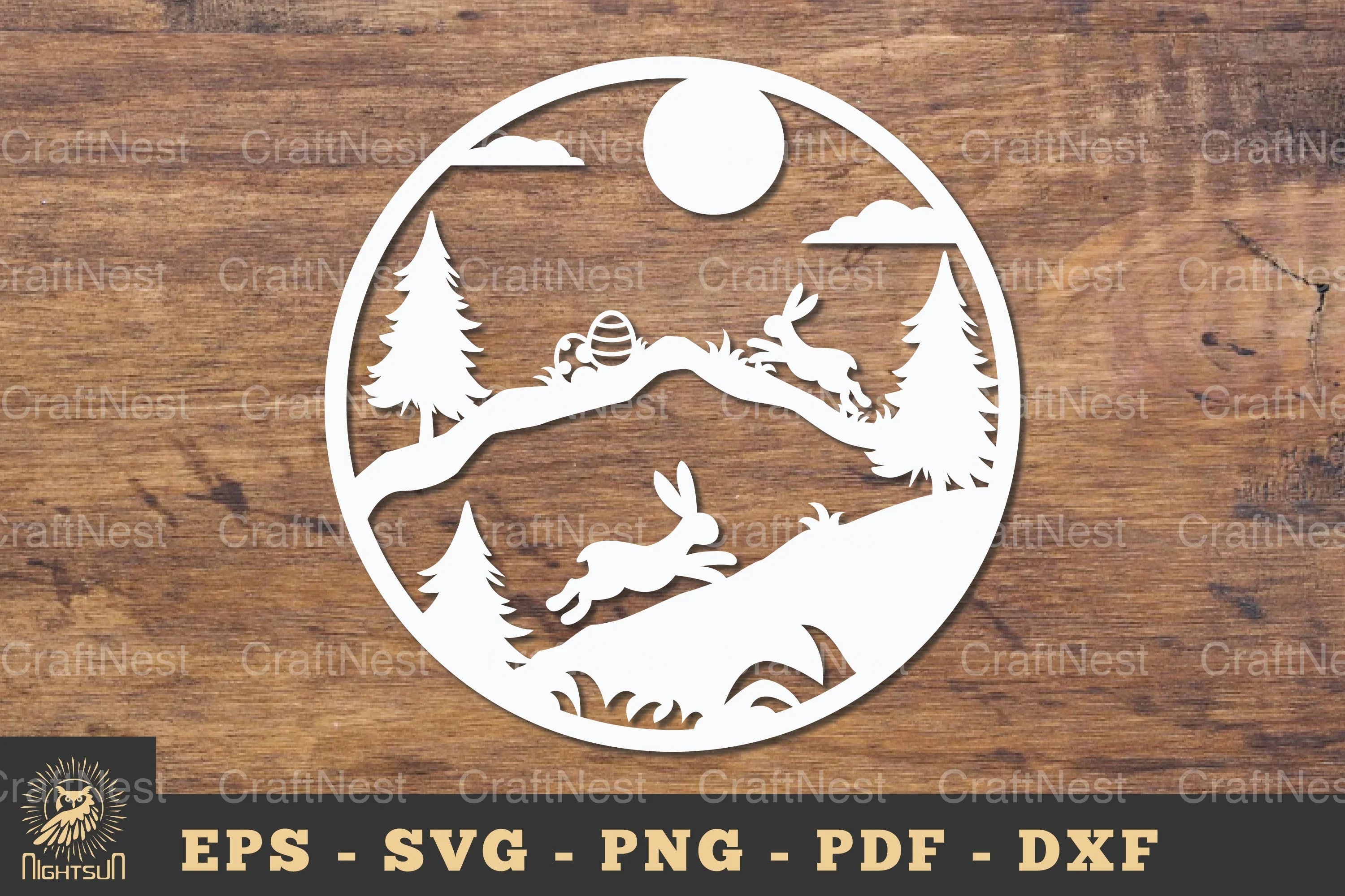 Rabbit Hunts Egg in Forest Papercut SVG Bundle - CraftNest - Digital Crafting and Art