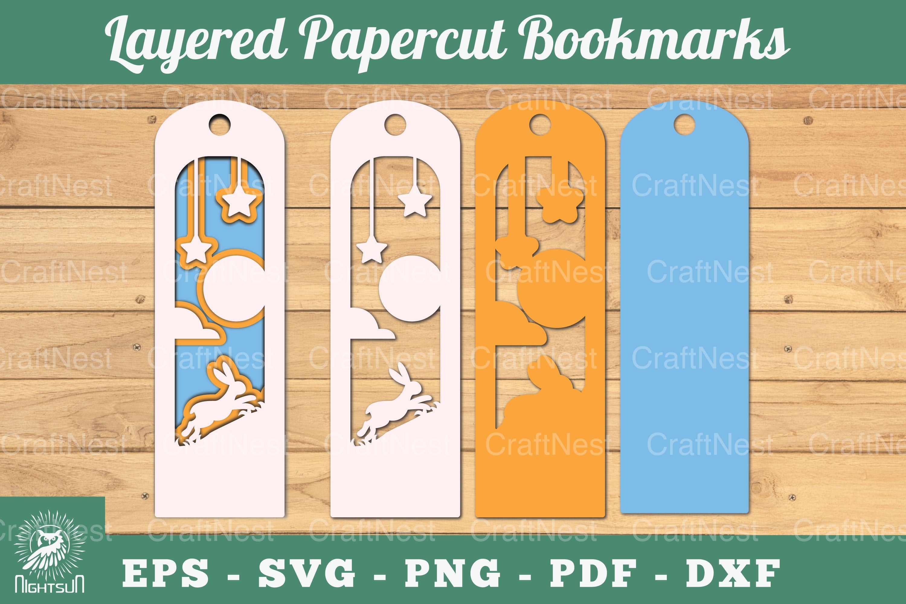 Rabbit Layered Papercut Bookmarks Clipart Bundle - CraftNest - Digital Crafting and Art