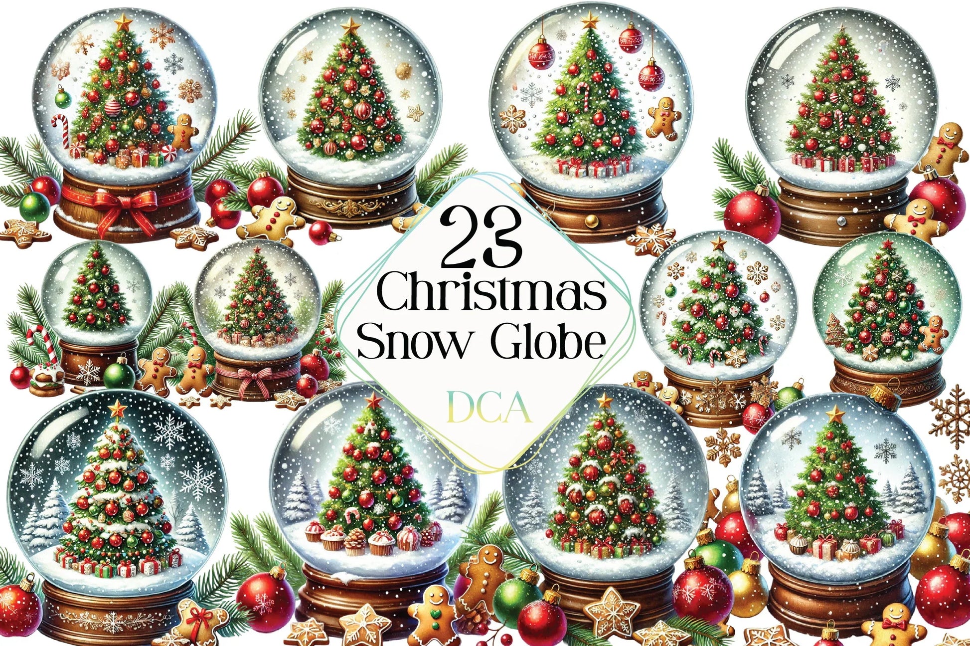 Christmas Snow Globe Clipart Bundle - CraftNest - Digital Crafting and Art