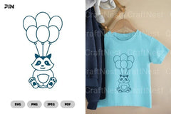 Raccoon Flying With Balloons Birthday Clipart Bundle - CraftNest - Digital Crafting and Art