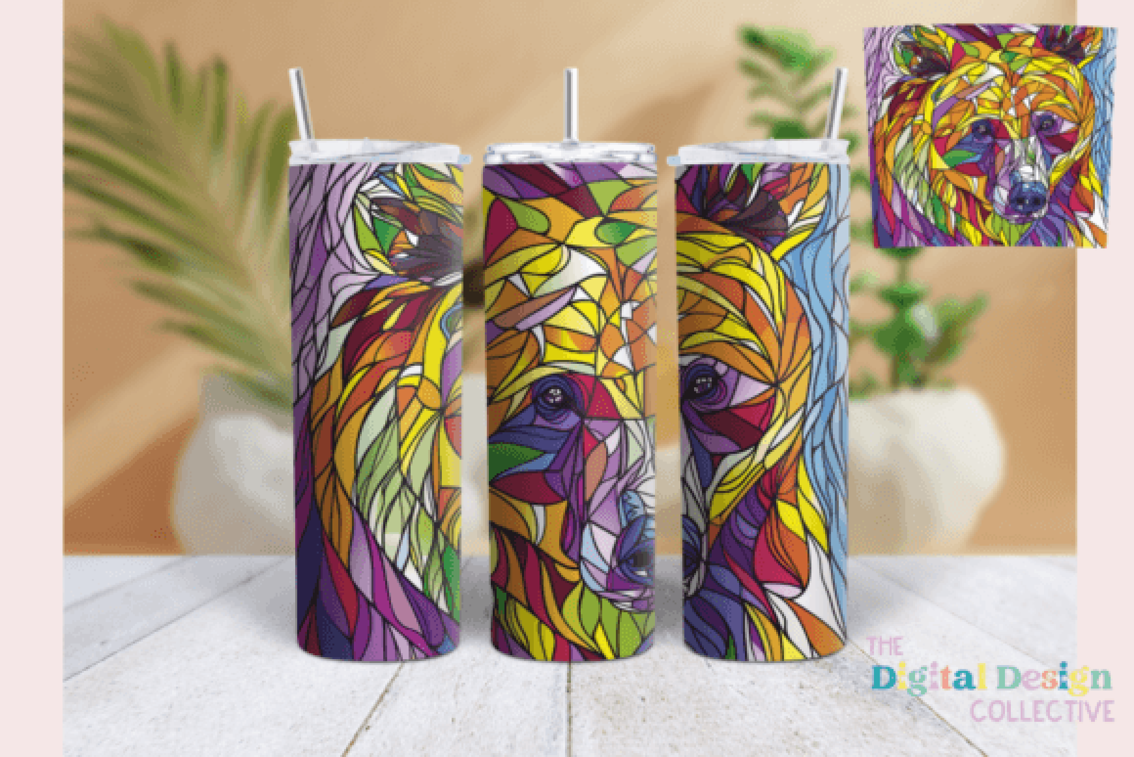 Brown Bear Stained Glass Tumbler Wrap
