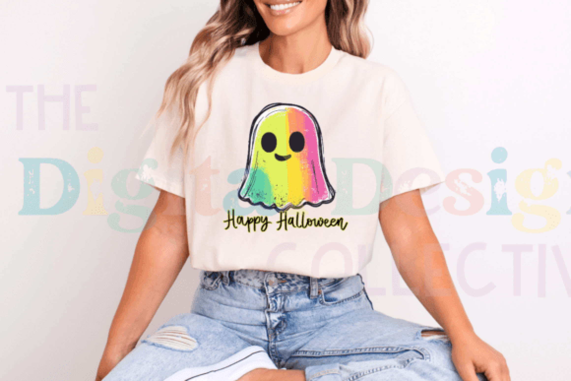 Rainbow Ghost Halloween Clipart Bundle