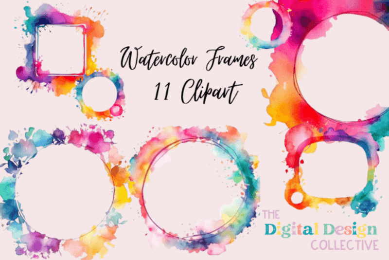 Vibrant Rainbow Frames Clipart Bundle - CraftNest - Digital Crafting and Art