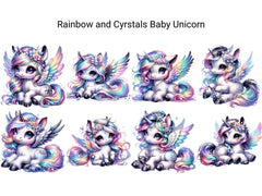 Rainbow and Crystals Baby Unicorn - CraftNest - Digital Crafting and Art