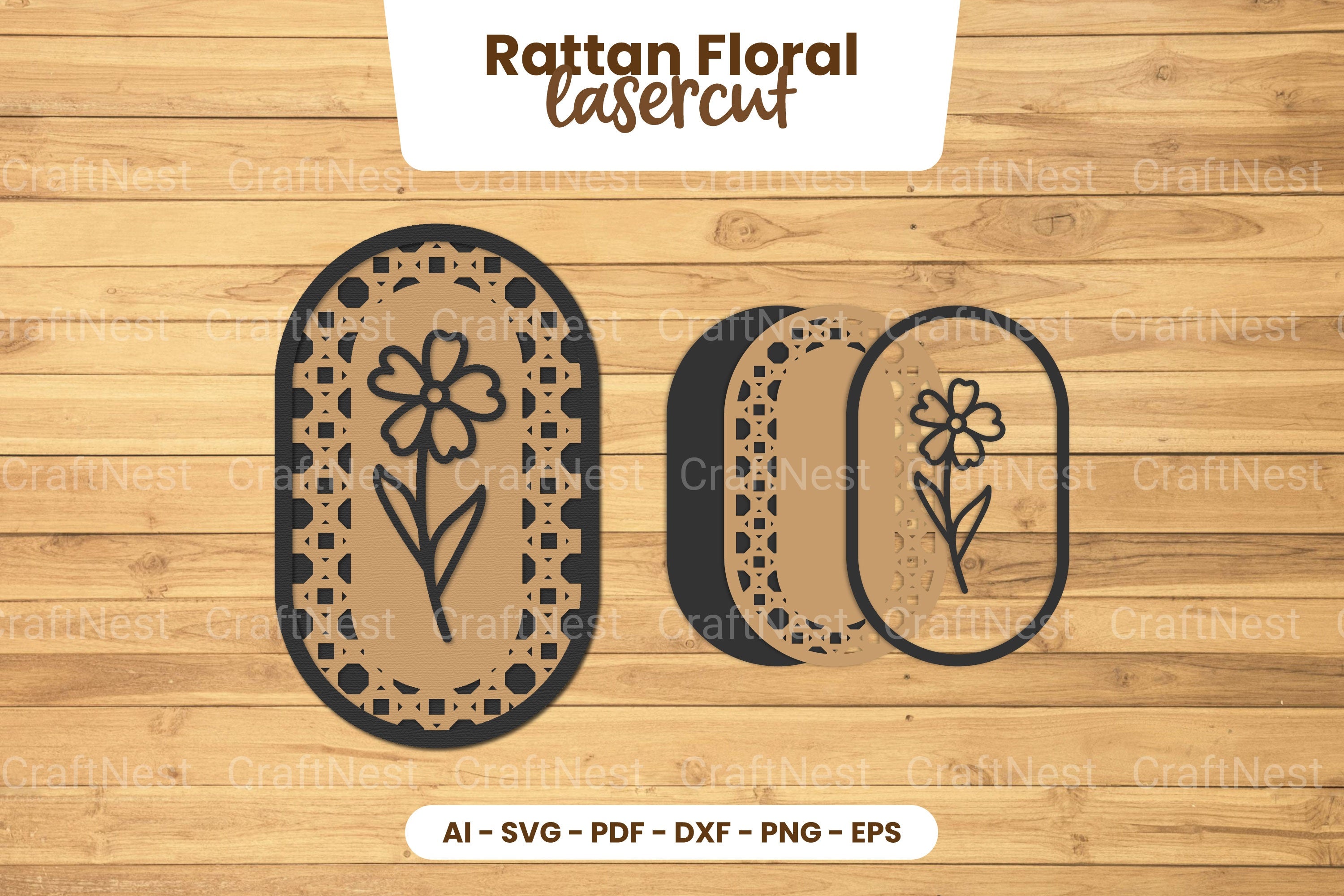 Rattan Floral Lasercut SVG Clipart Bundle