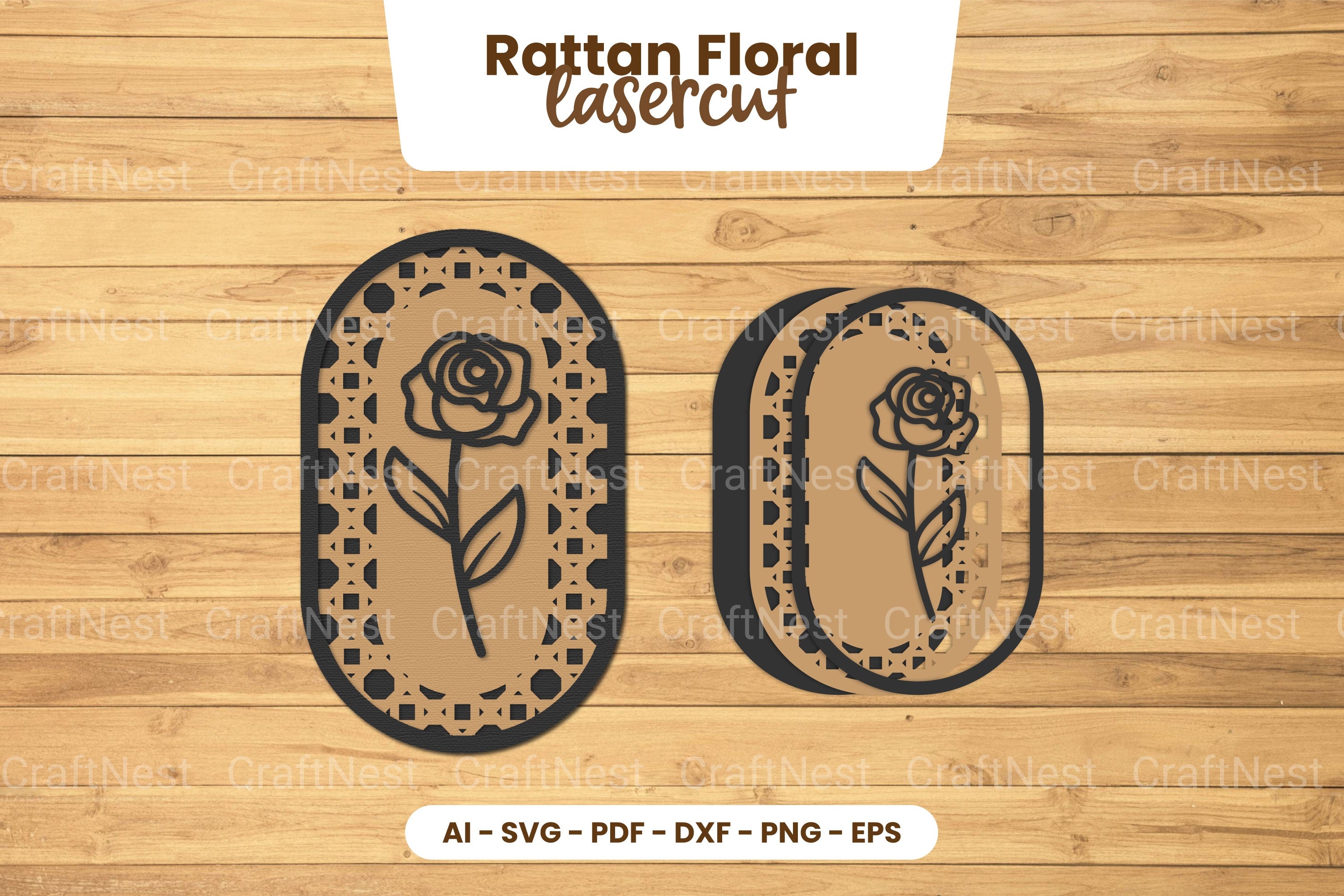 Rattan Floral Lasercut SVG Clipart Bundle