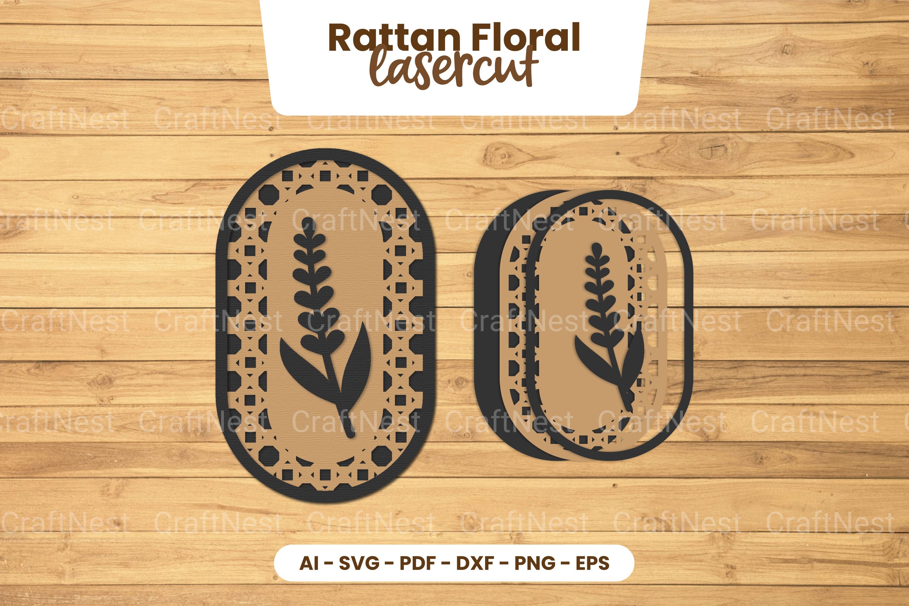 Rattan Floral Lasercut SVG Clipart Bundle
