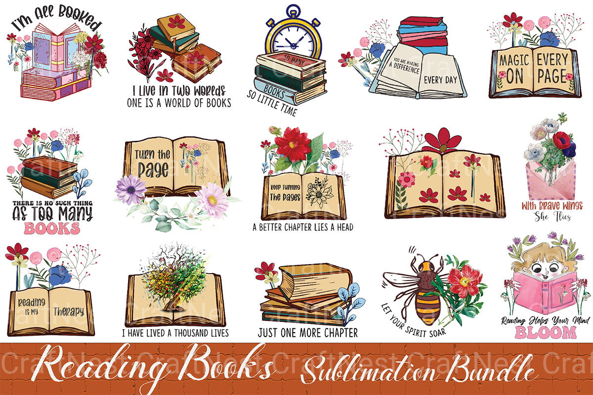 Reading Books Clipart Bundle