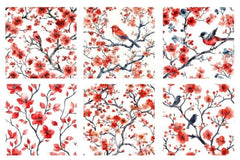 Red Chinoiserie Life Digital Paper - CraftNest - Digital Crafting and Art