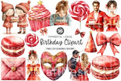 Red Birthday Clipart Bundle - CraftNest - Digital Crafting and Art